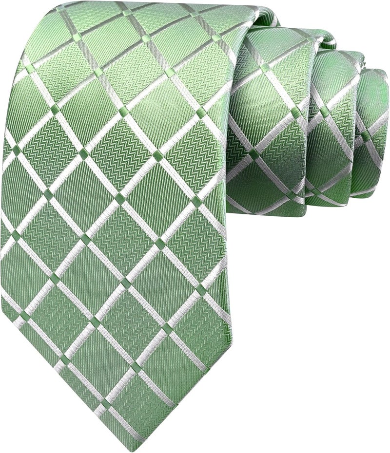 GUSLESON 3.15"(8cm) Fashion Solid Plaid Ties Mens Woven Jacquard Necktie for Wedding - Image 1
